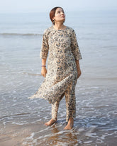 Women's Stylish Rayon Knee Length Floral Printed Kurti (K248)-HFXMA-K248-WHITE